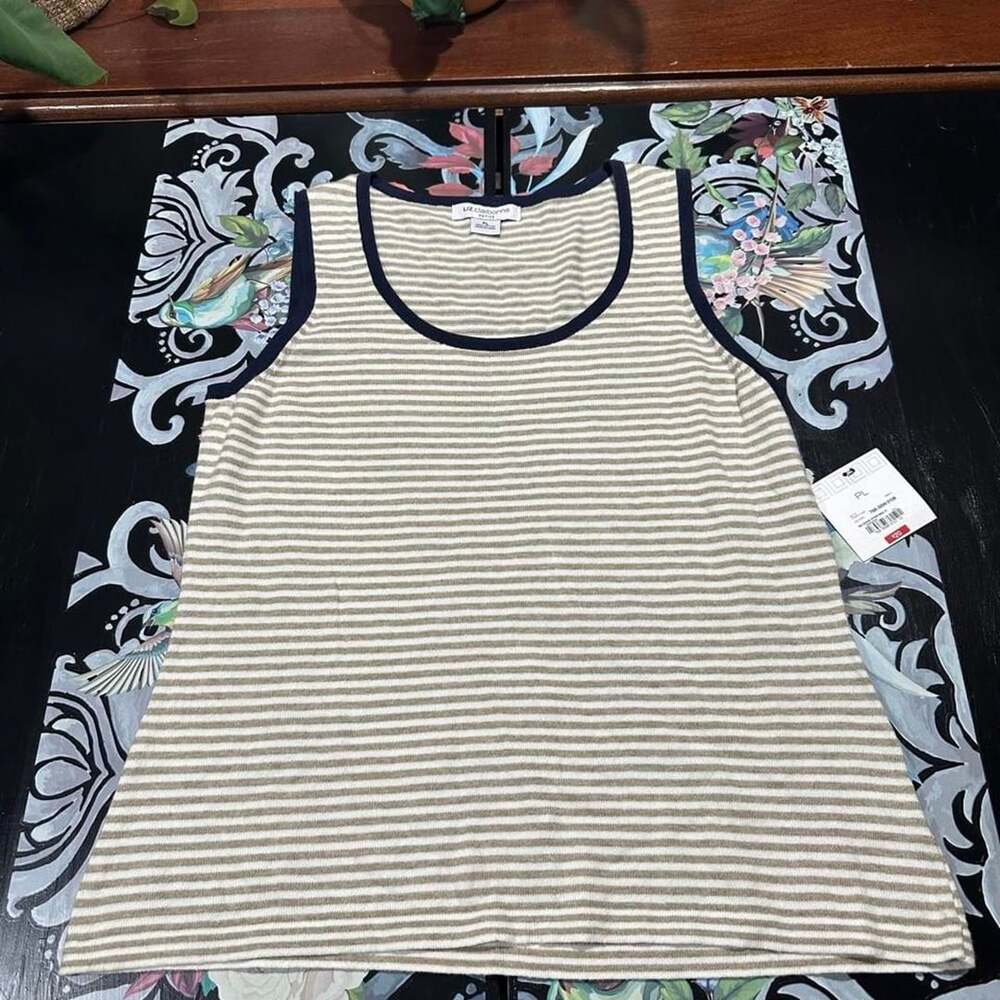Liz Claiborne Striped Tank Top Petite Large